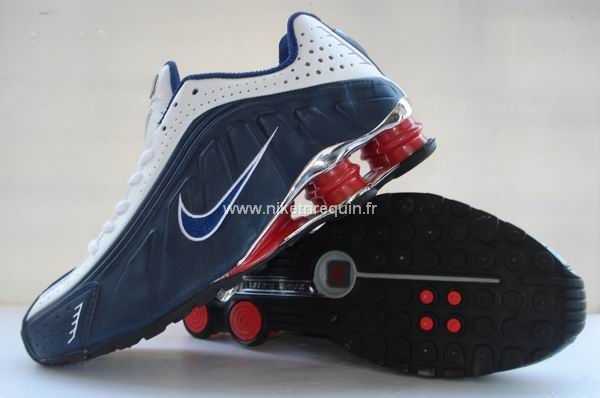 Nike Shox R4 Mens Blancs Marine Fonce
